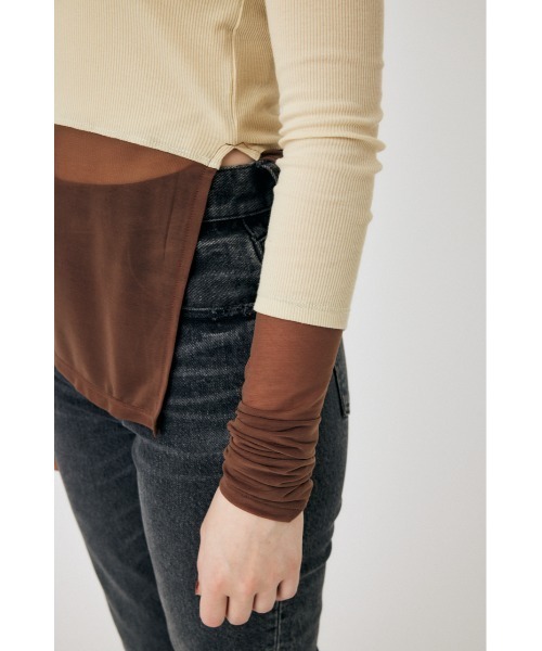 MOUSSY（マウジー）の「COLOR BLOCK DOUBLE LAYER LS（Tシャツ/カットソー・レディース・ネイビー/ライトカーキ/キナリ・FREE）」の16枚目の写真