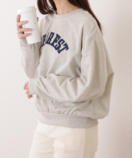 ASA♡新品☆カレッジロゴオーバースウェットライトグレー☆送料込 セール】カレッジ ロゴ 長袖 スウェット プルオーバー（スウェット