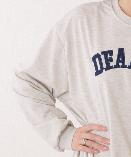 ASA♡新品☆カレッジロゴオーバースウェットライトグレー☆送料込 大人も着たい「 カレッジロゴ 」 スウェット レディース トレーナー