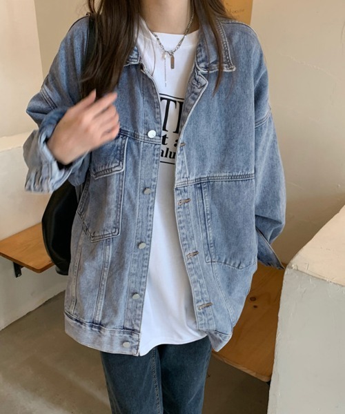 Miniministore(ミニミニストア)の「デニムジャケットゆったり レディース春秋(デニムジャケット・レディース・サックスブルー・XL/L)」の2枚目の写真