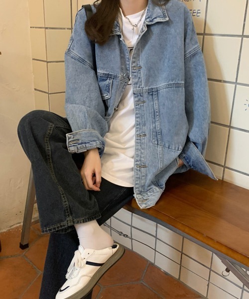 Miniministore(ミニミニストア)の「デニムジャケットゆったり レディース春秋(デニムジャケット・レディース・サックスブルー・XL/L)」の3枚目の写真