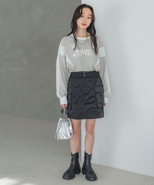 JEANASIS（ジーナシス）の「GamingジャージロンTEE/106989（Tシャツ/カットソー・レディース・ホワイト系その他/ネイビー系/グレー系その他・FREE）」の5枚目の写真