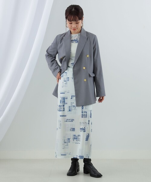 Ray BEAMS（レイビームス）の「Ray BEAMS / 6ボタン ダブル ブレザー（テーラードジャケット・レディース・ネイビー/グレー・0/1）」の4枚目の写真