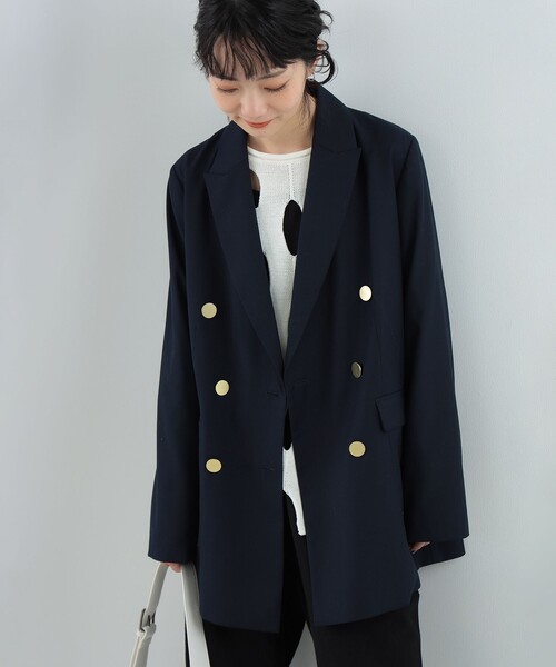Ray BEAMS（レイビームス）の「Ray BEAMS / 6ボタン ダブル ブレザー（テーラードジャケット・レディース・ネイビー/グレー・0/1）」の12枚目の写真