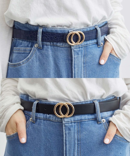 ROPE' PICNIC（ロペピクニック）の「22mmリングバックルギボシリバーシブルベルト（ベルト・レディース・ブラック/ベージュ・FREE）」の2枚目の写真