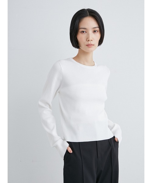 MIESROHE（ミースロエ）の「sustainable オーガニッククルーリブニット（ニット/セーター・レディース・ホワイト/グレー/ライトベージュ/ブラック・FREE）」の2枚目の写真