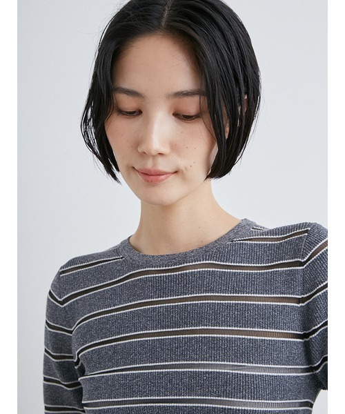 MIESROHE（ミースロエ）の「sustainable オーガニッククルーリブニット（ニット/セーター・レディース・ホワイト/グレー/ライトベージュ/ブラック・FREE）」の5枚目の写真