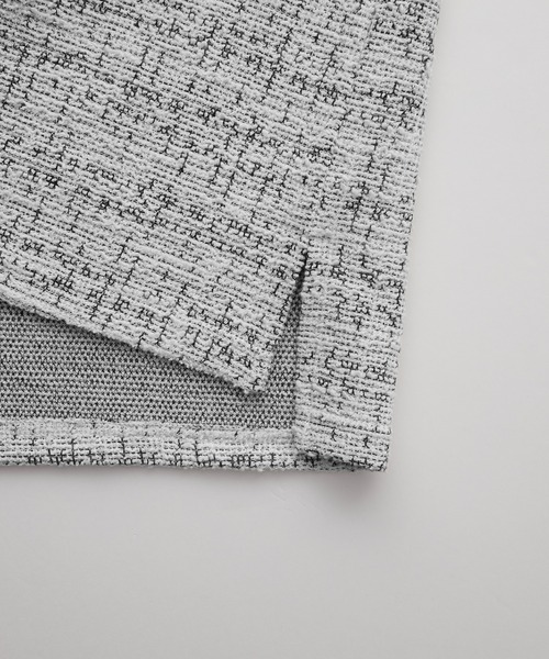 cussil（クシル）の「【cussil/クシル】メランジツイードタッチボーダーハーフスリーブＴシャツ（Tシャツ/カットソー・メンズ・ホワイト/ブラック・L/M/S）」の12枚目の写真