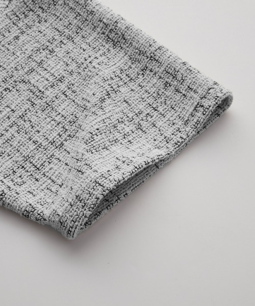 cussil（クシル）の「【cussil/クシル】メランジツイードタッチボーダーハーフスリーブＴシャツ（Tシャツ/カットソー・メンズ・ホワイト/ブラック・L/M/S）」の11枚目の写真