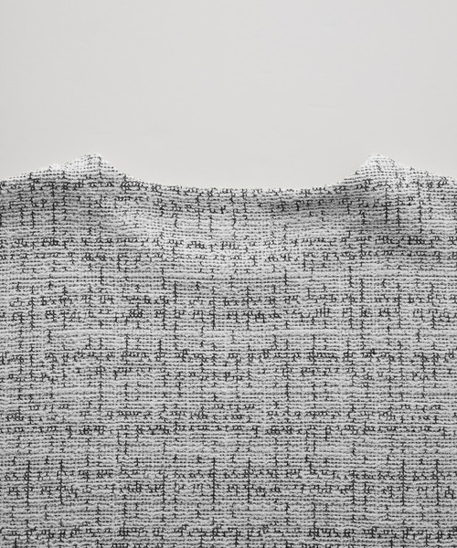 cussil（クシル）の「【cussil/クシル】メランジツイードタッチボーダーハーフスリーブＴシャツ（Tシャツ/カットソー・メンズ・ホワイト/ブラック・L/M/S）」の10枚目の写真