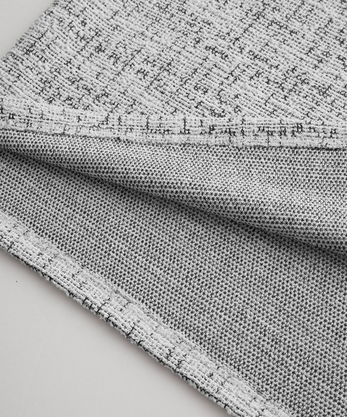 cussil（クシル）の「【cussil/クシル】メランジツイードタッチボーダーハーフスリーブＴシャツ（Tシャツ/カットソー・メンズ・ホワイト/ブラック・L/M/S）」の13枚目の写真