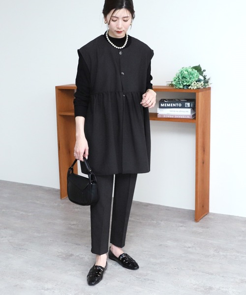 reca(レカ)の「ペプラムベスト×テーパードパンツ2点セット(スーツセット・レディース・ブラック/ブルーグレー/サンドベージュ/ネイビー/ベージュ/グレー・S/M/L/XL)」の17枚目の写真