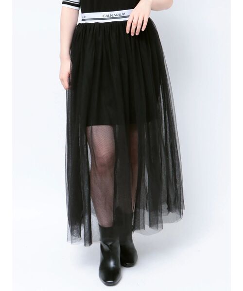 CALNAMUR(カルナムール)の「JUST DOスウェットチュールスカート(スカート・レディース・ホワイト/ブラック・FREE)」の3枚目の写真
