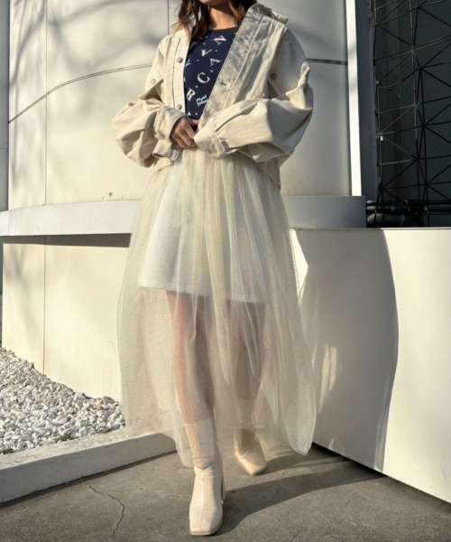 CALNAMUR(カルナムール)の「JUST DOスウェットチュールスカート(スカート・レディース・ホワイト/ブラック・FREE)」の6枚目の写真