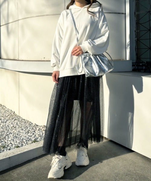 CALNAMUR(カルナムール)の「JUST DOスウェットチュールスカート(スカート・レディース・ホワイト/ブラック・FREE)」の9枚目の写真