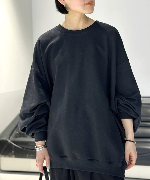 PRE_（プレ）の「【PRE_/プレ】ビッグスリーブスウェットプルオーバー（Tシャツ/カットソー・レディース・ブラック・FREE）」の8枚目の写真
