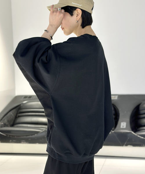 PRE_（プレ）の「【PRE_/プレ】ビッグスリーブスウェットプルオーバー（Tシャツ/カットソー・レディース・ブラック・FREE）」の3枚目の写真
