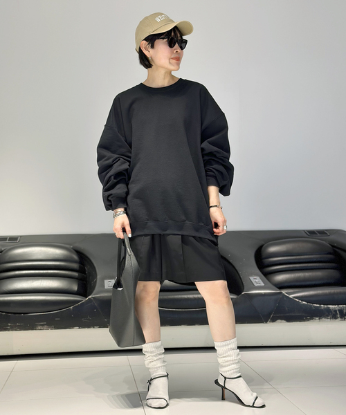 PRE_（プレ）の「【PRE_/プレ】ビッグスリーブスウェットプルオーバー（Tシャツ/カットソー・レディース・ブラック・FREE）」の4枚目の写真