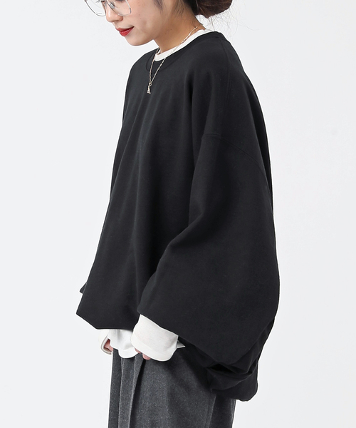 PRE_（プレ）の「【PRE_/プレ】ビッグスリーブスウェットプルオーバー（Tシャツ/カットソー・レディース・ブラック・FREE）」の10枚目の写真