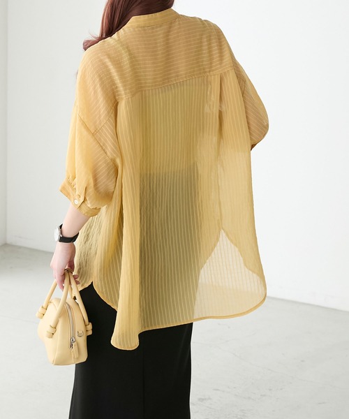 sillage シアージ 半袖シャツ イエロー sillage シアージ 半袖シャツ イエロー