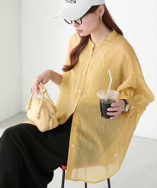 BONLECILL（ボンルシール）の「シアーストライプボリュームスリーブ