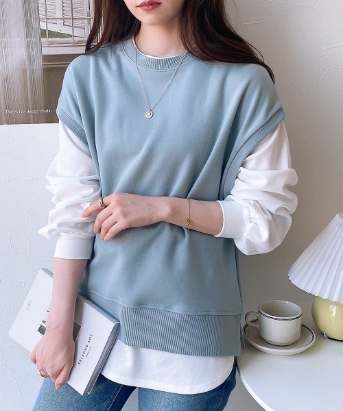 nissen（ニッセン）の「【販売終了】重ね着風トップス（Tシャツ/カットソー・レディース・ベージュ/グリーン・M/L）」の11枚目の写真