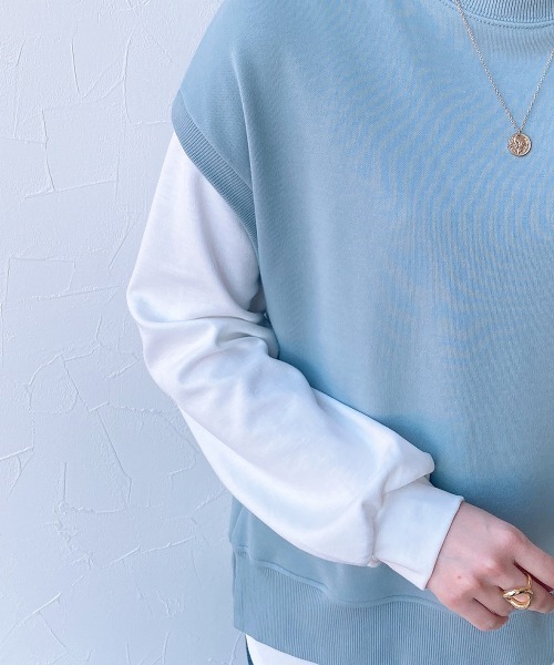 nissen（ニッセン）の「【販売終了】重ね着風トップス（Tシャツ/カットソー・レディース・ベージュ/グリーン・M/L）」の8枚目の写真