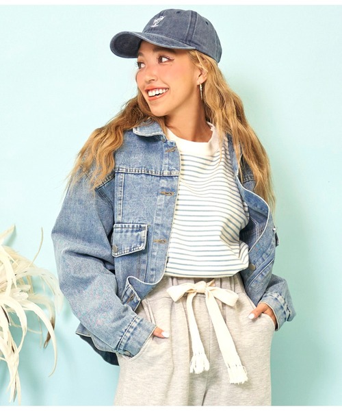 anap mimpi(アナップミンピ)の「切替 BIG ポケット デニム ジャケット(デニムジャケット・レディース・ライトブルー・FREE)」の13枚目の写真