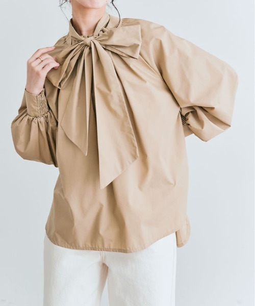 kirakiraShop（キラキラショップ）の「2way ボウタイ タック ブラウス（シャツ/ブラウス・レディース・スカイブルー/ブラック/ネイビー/オフホワイト/ライトグレー/ベージュ・M/L）」の4枚目の写真