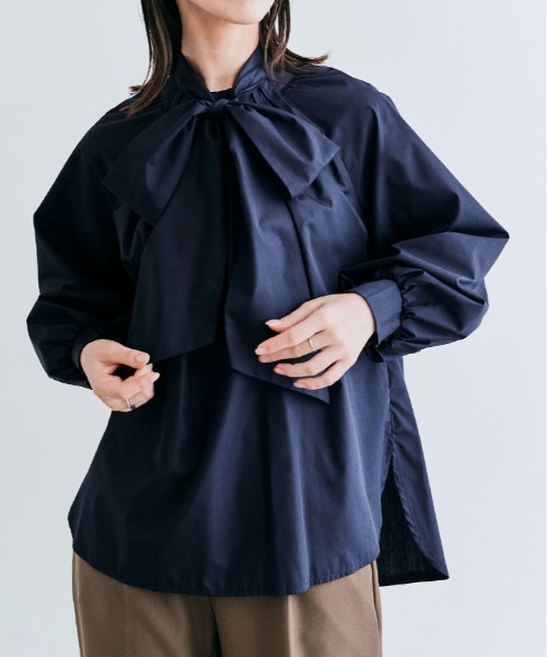 kirakiraShop（キラキラショップ）の「2way ボウタイ タック ブラウス（シャツ/ブラウス・レディース・スカイブルー/ブラック/ネイビー/オフホワイト/ライトグレー/ベージュ・M/L）」の6枚目の写真