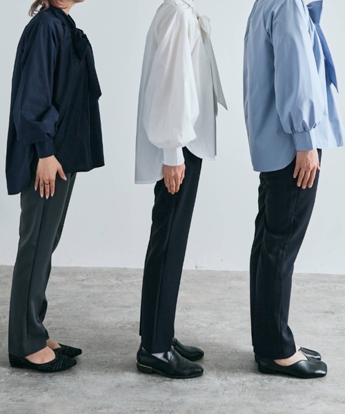 kirakiraShop（キラキラショップ）の「2way ボウタイ タック ブラウス（シャツ/ブラウス・レディース・スカイブルー/ブラック/ネイビー/オフホワイト/ライトグレー/ベージュ・M/L）」の12枚目の写真