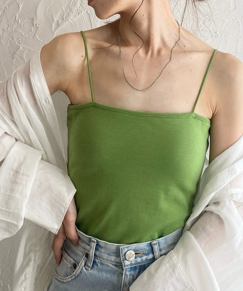 She's Closet(シーズクローゼット)の「ベアトップブラカップ付きキャミソールトップス(キャミソール・レディース・アイボリー/ブラック/オフホワイト/グリーン/チャコール/サンドベージュ・FREE)」の6枚目の写真