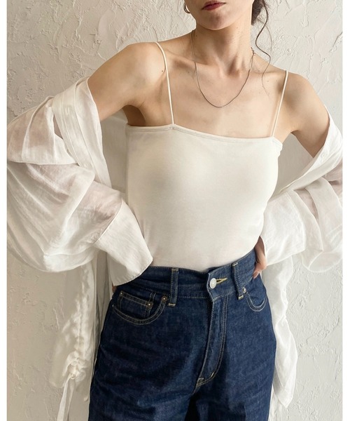 She's Closet(シーズクローゼット)の「ベアトップブラカップ付きキャミソールトップス(キャミソール・レディース・アイボリー/ブラック/オフホワイト/グリーン/チャコール/サンドベージュ・FREE)」の7枚目の写真