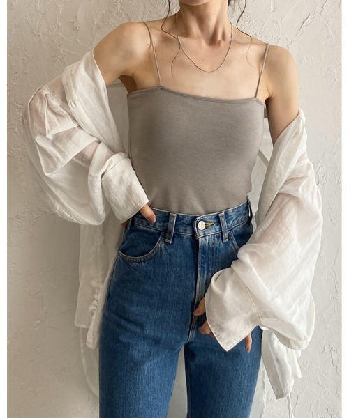 She's Closet(シーズクローゼット)の「ベアトップブラカップ付きキャミソールトップス(キャミソール・レディース・アイボリー/ブラック/オフホワイト/グリーン/チャコール/サンドベージュ・FREE)」の8枚目の写真