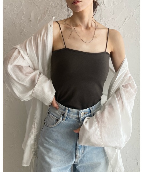She's Closet(シーズクローゼット)の「ベアトップブラカップ付きキャミソールトップス(キャミソール・レディース・アイボリー/ブラック/オフホワイト/グリーン/チャコール/サンドベージュ・FREE)」の10枚目の写真