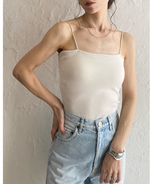 She's Closet(シーズクローゼット)の「ベアトップブラカップ付きキャミソールトップス(キャミソール・レディース・アイボリー/ブラック/オフホワイト/グリーン/チャコール/サンドベージュ・FREE)」の13枚目の写真