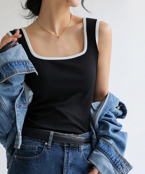 Miniministore（ミニミニストア）の「タンクトップ スクエアネック 韓国 夏服（タンクトップ・レディース・ダークブラウン/ホワイト/カーキ/アイボリー/ブラウン/ブラック/チャコールグレー/グレー/グリーン・M/L）」の10枚目の写真