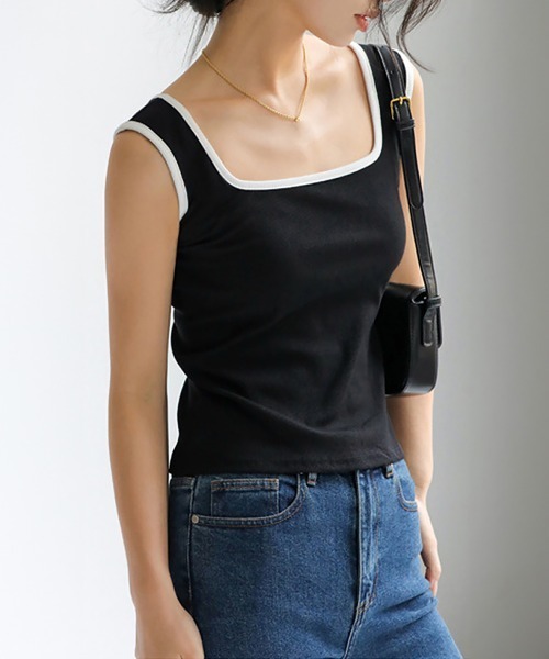 Miniministore（ミニミニストア）の「タンクトップ スクエアネック 韓国 夏服（タンクトップ・レディース・ダークブラウン/ホワイト/カーキ/アイボリー/ブラウン/ブラック/チャコールグレー/グレー/グリーン・M/L）」の11枚目の写真
