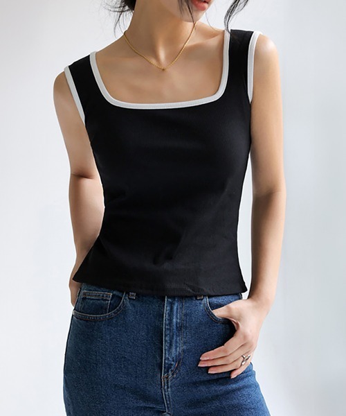 Miniministore（ミニミニストア）の「タンクトップ スクエアネック 韓国 夏服（タンクトップ・レディース・ダークブラウン/ホワイト/カーキ/アイボリー/ブラウン/ブラック/チャコールグレー/グレー/グリーン・M/L）」の12枚目の写真