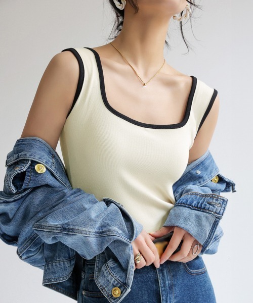 Miniministore（ミニミニストア）の「タンクトップ スクエアネック 韓国 夏服（タンクトップ・レディース・ダークブラウン/ホワイト/カーキ/アイボリー/ブラウン/ブラック/チャコールグレー/グレー/グリーン・M/L）」の13枚目の写真