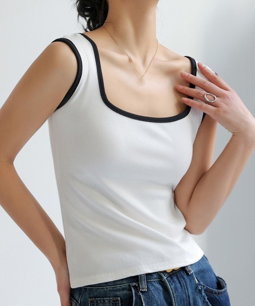 Miniministore（ミニミニストア）の「タンクトップ スクエアネック 韓国 夏服（タンクトップ・レディース・ダークブラウン/ホワイト/カーキ/アイボリー/ブラウン/ブラック/チャコールグレー/グレー/グリーン・M/L）」の15枚目の写真
