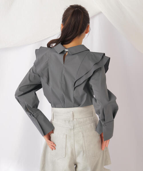 JILL by JILL STUART(ジルバイジルスチュアート)の「◇リボンツキラッフルブラウス(シャツ/ブラウス・レディース・グレー系その他/ホワイト・FREE)」の10枚目の写真