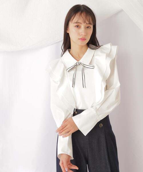 JILL by JILL STUART(ジルバイジルスチュアート)の「◇リボンツキラッフルブラウス(シャツ/ブラウス・レディース・グレー系その他/ホワイト・FREE)」の18枚目の写真