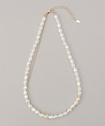 アシメチェーン樹脂パールネックレス