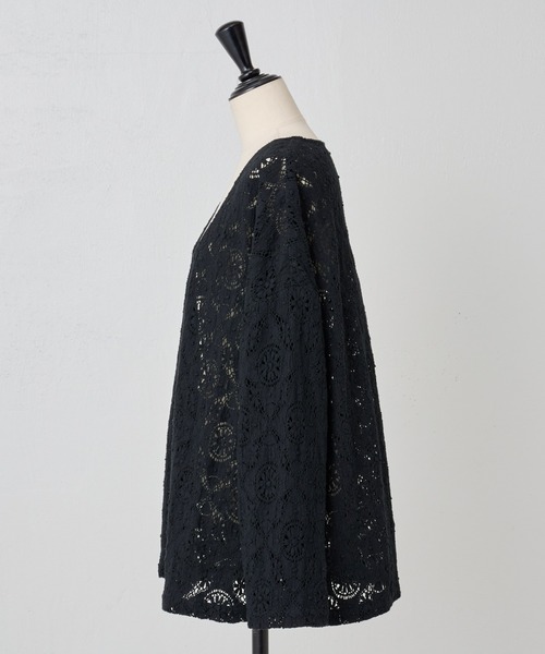 BEARDSLEY（ビアズリー）の「《15 quinze》コットンレース羽織り（ノーカラージャケット・レディース・ブラック/オフホワイト・FREE）」の16枚目の写真