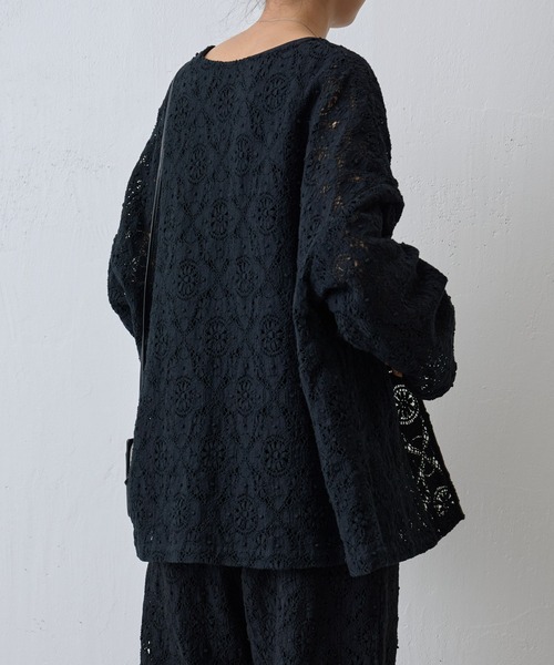 BEARDSLEY（ビアズリー）の「《15 quinze》コットンレース羽織り（ノーカラージャケット・レディース・ブラック/オフホワイト・FREE）」の12枚目の写真