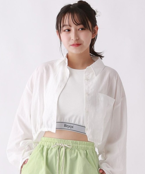 repipi armario（レピピ アルマリオ）の「スソドロストショートシャツ（シャツ/ブラウス・キッズ・ブルー/ピンク/ホワイト・MEDIUM/SMALL/LARGE）」の2枚目の写真