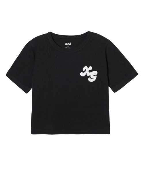 X-girl（エックスガール）の「CHENILLE EMBROIDERED LOGO S/S TOP（Tシャツ/カットソー・レディース・ブラック/ホワイト/ブラウン・S/M）」の3枚目の写真