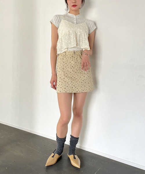 Jewelobe（ジュエローブ）の「コバナツイルミニスカート（スカート・レディース・グリーン/ベージュ/ホワイト・S/M）」の10枚目の写真