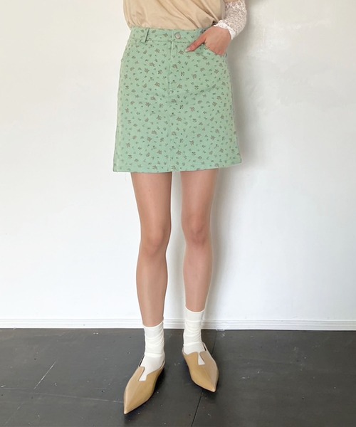 Jewelobe（ジュエローブ）の「コバナツイルミニスカート（スカート・レディース・グリーン/ベージュ/ホワイト・S/M）」の12枚目の写真